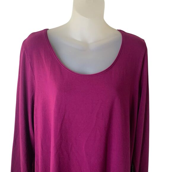 Eileen Fisher Tunic Top XL Women's Stretch Jersey Knit XL Purple Long Sleeves - Picture 7 of 8